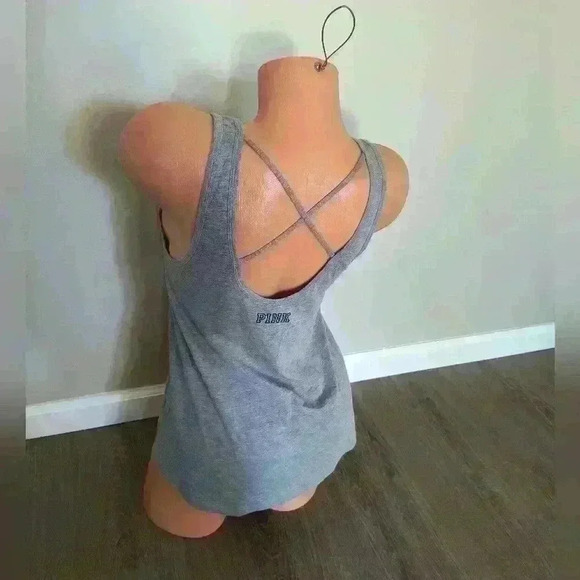 Women's Do It For The Gram Victoria's Secret Pink Criss Cross Tank Top XS Gray - Picture 4 of 7
